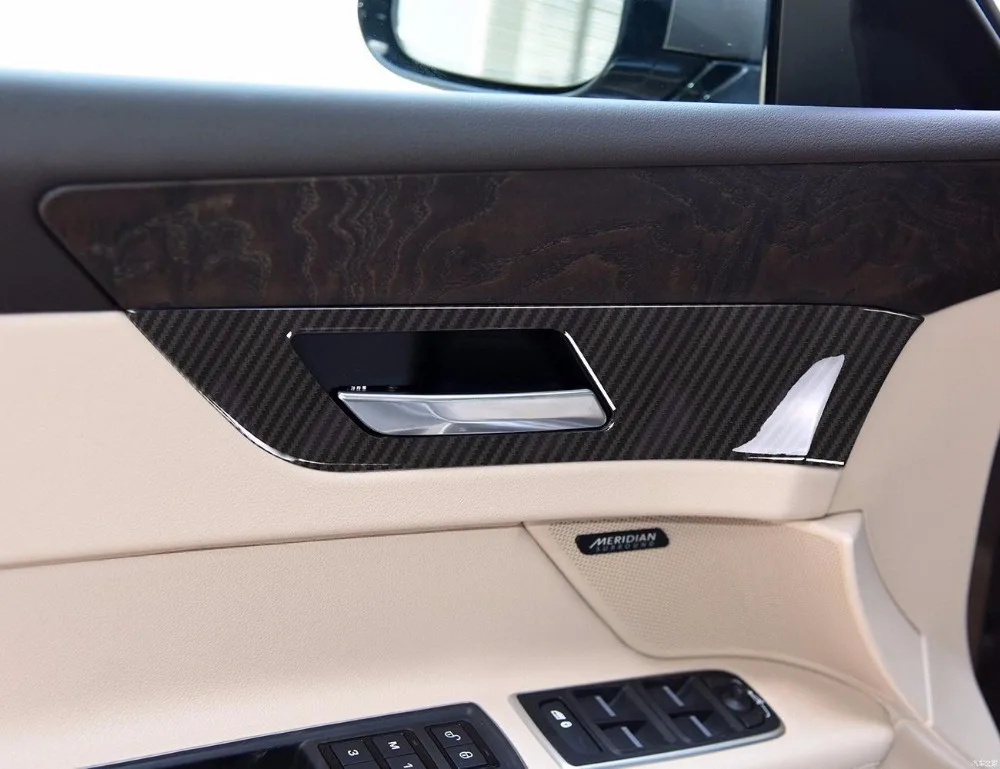 Углеродное волокно Стиль дверные ручки Панель Накладка для Jaguar XF 2016-2018 XFL 2017-2018