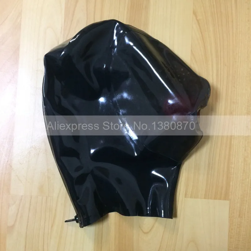 Латексная маска с капюшоном костюмы красной латексной заглушкой для рта