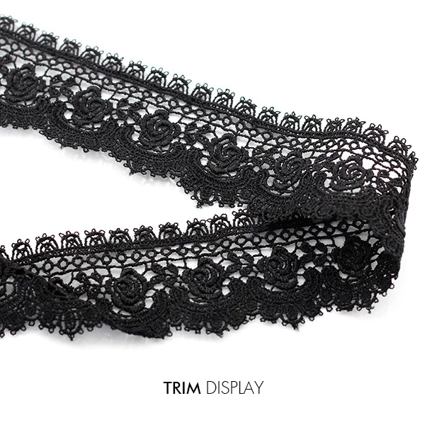 Вышитый черный водорастворимый цветок Скрапбукинг Кружева Лента Мотив отделка