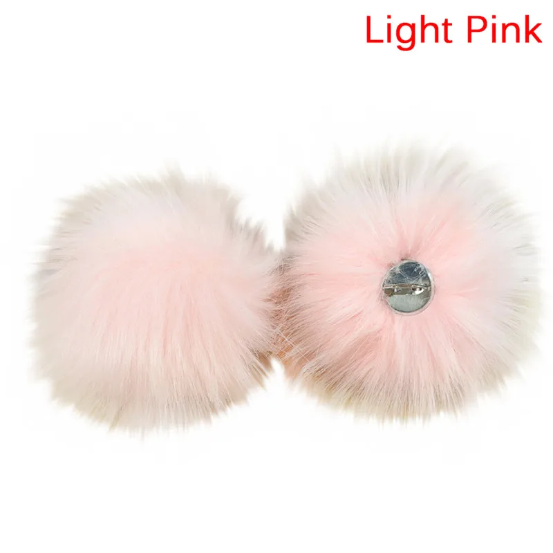 light pink 1 шт. искусственный мех, съемный помпон с булавкой, модный искусственный Лисий мех, пушистый шарик с булавкой для самодельных шапок, сумок, волос, шарфов, аксессуаров - Цвет: light pink