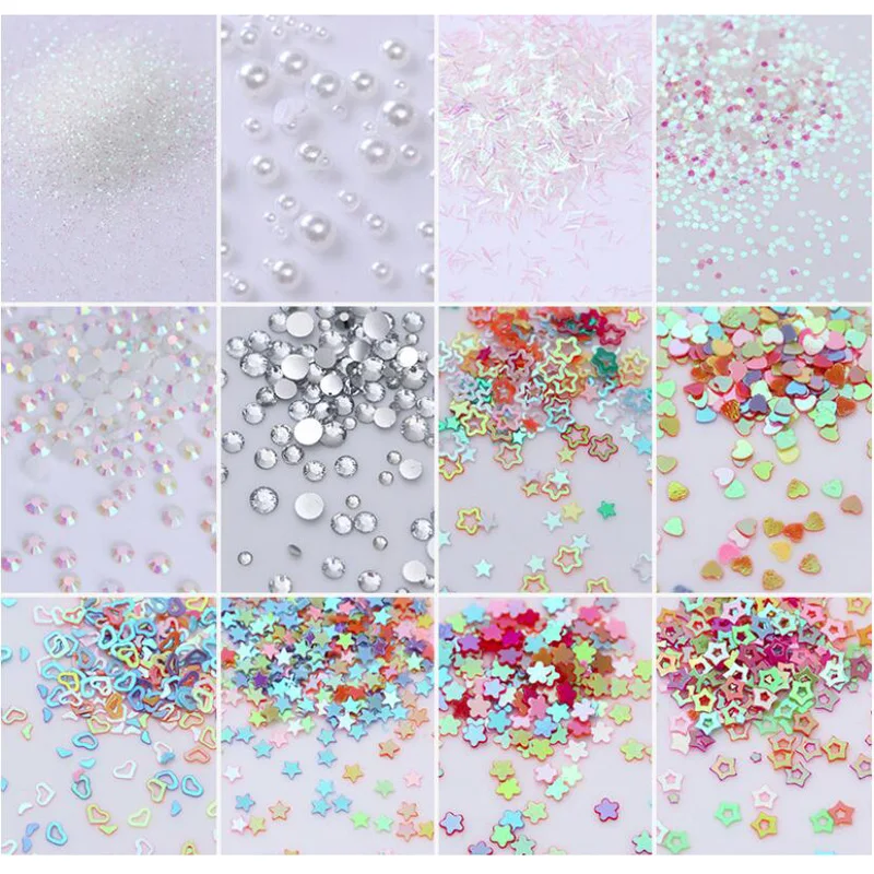 Пилочки для ногтей bittb блестки перламутровые с блестками украшения в виде сердца