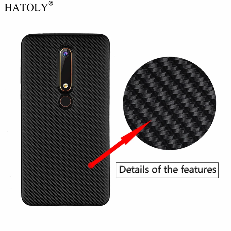 Чехол HATOLY для Nokia 6 1 2018 чехол Ультратонкий Мягкий из ТПУ и углеволокна TA-1043 TA-1050 |