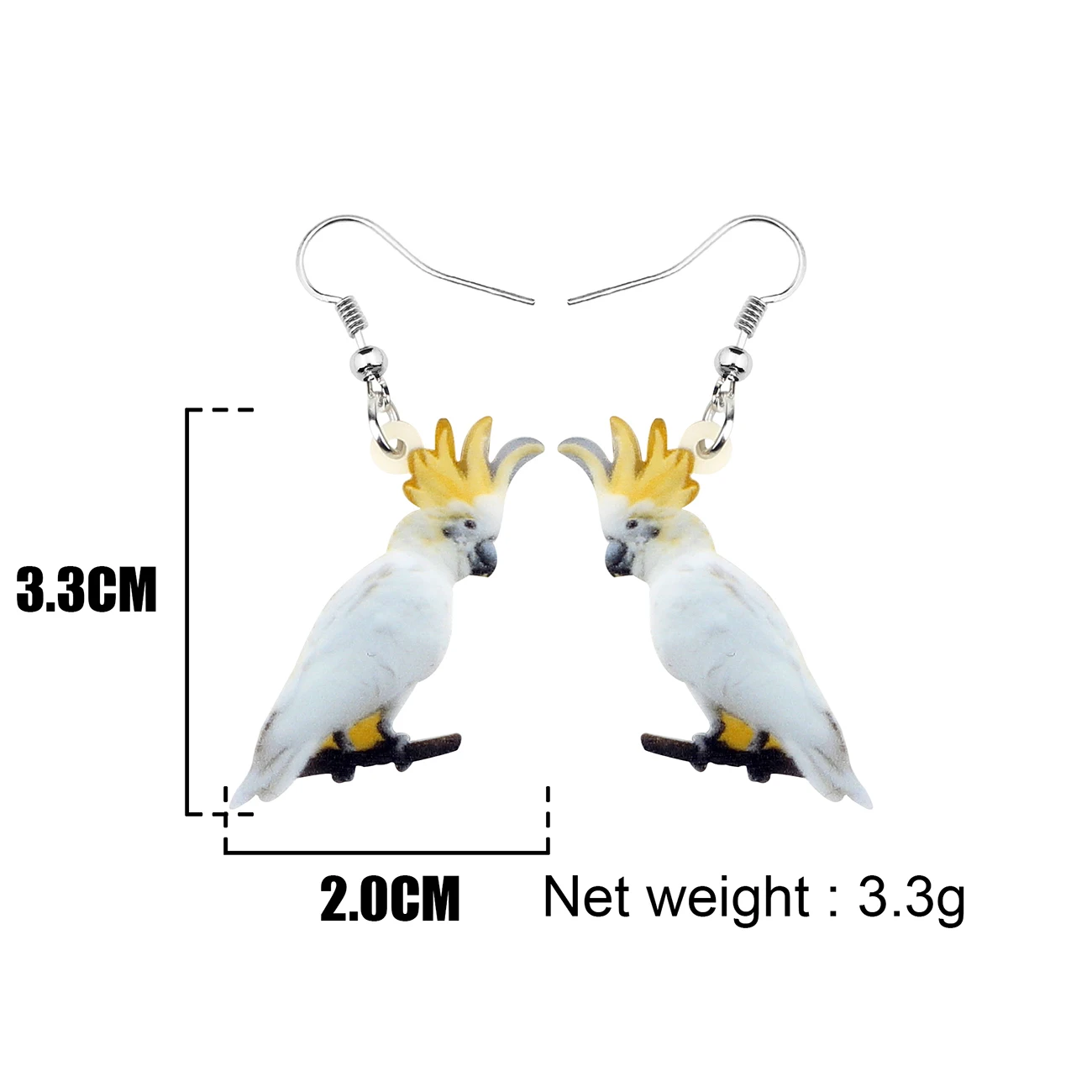 

WEVENI Acrylic Australian Cute Sulphur-crested Cockatoo Bird Earrings Drop Dangle Animal Jewelry For Women Girls Gift Charms New