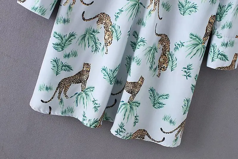 Женское Модное Элегантное животное печать листьев повседневное тонкое платье