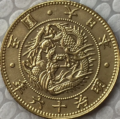 Япония 5 Yen-Meiji 3-30 лет копия монеты 23,84 мм позолоченный - Цвет: 15 Yen
