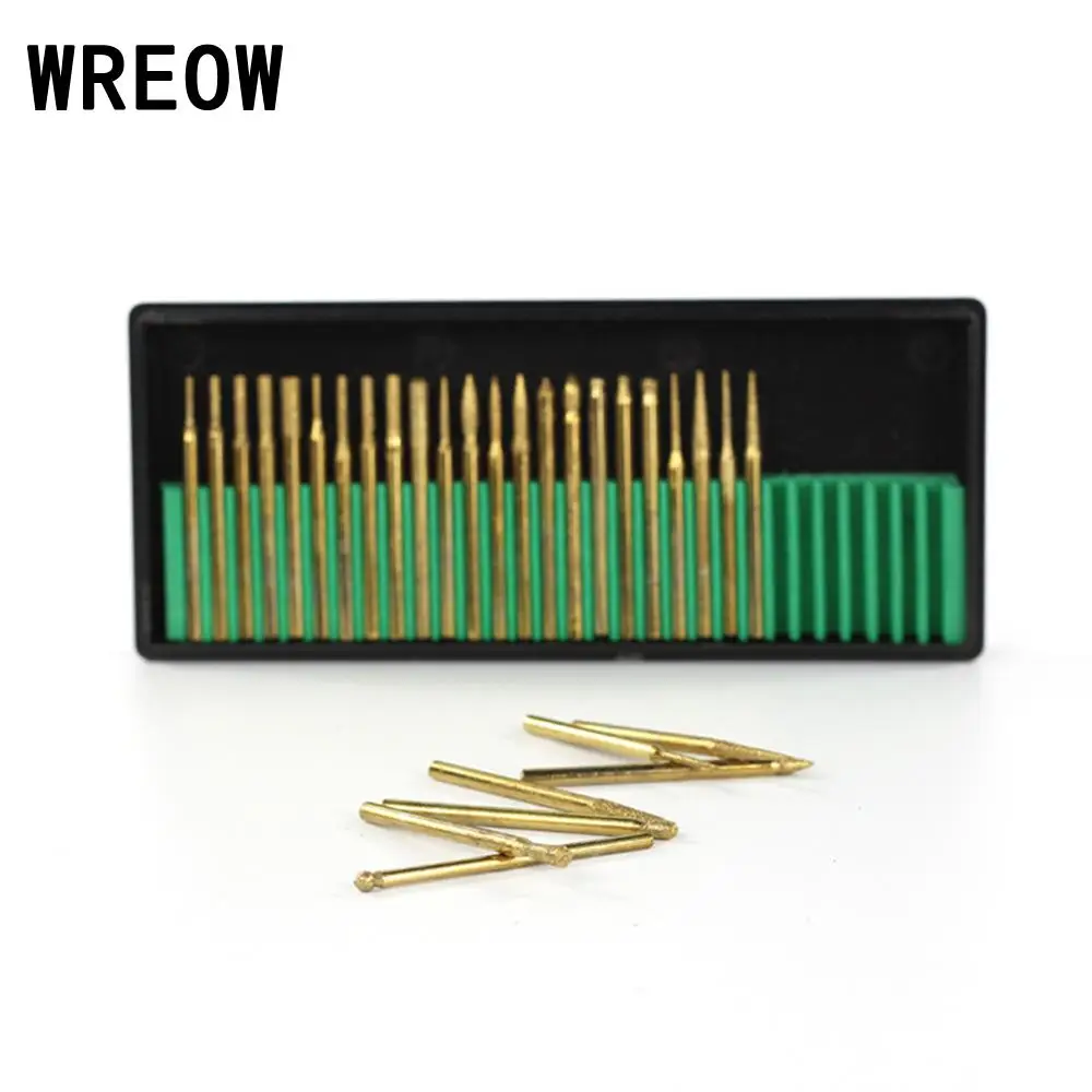 30 шт./компл. 3 мм Шлифовальные сверла алмазные точечные титановые шлифовальные