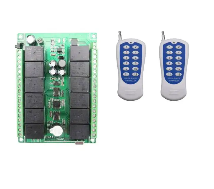 DC 12 V 10A 12 ch 12 ch RF беспроводной пульт дистанционного управления 12 V домашнее электрооборудование светильник с кодовым захватом 315mhz 433mhz - Цвет: add 2pcs remote