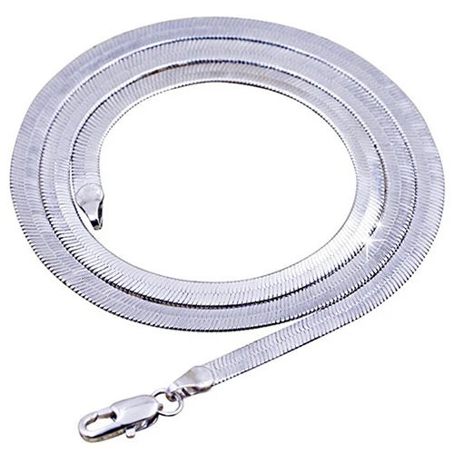 Женское и мужское простое серебряное ожерелье чокер с плоской цепочкой в виде