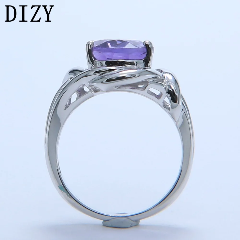DIZY Овальный 4.7CT натуральный фиолетовый аметист кольцо 925 пробы серебро драгоценный камень кольцо для женщин подарок Свадебные ювелирные изделия, обручальное кольцо