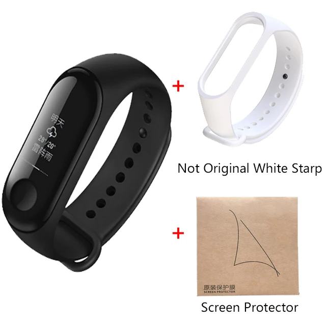 add white starp Xiaomi Mi Band 3 Miband 3 фитнес-трекер монитор сердечного ритма 0,78 ''OLED дисплей тачпад Bluetooth 4,2 для Android IOS - Цвет: add white starp
