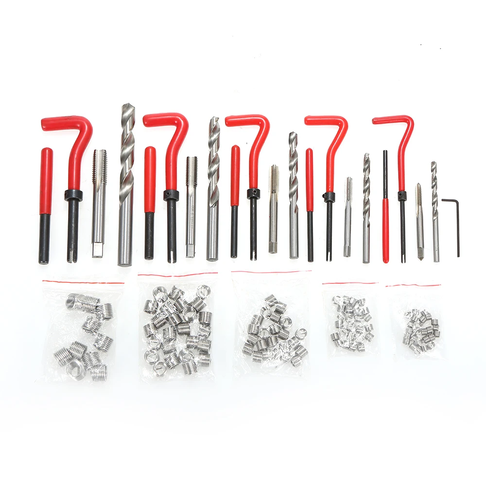 131PCS Professional Fine Quality Helicoil Type Thread Repair Kit including Wire Thread M5 M6 M-8 M-10 M12 for Engine Repair