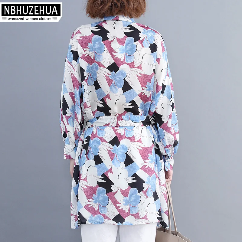 NBHUZEHUA F76 2018 Осенняя женская рубашка с длинным рукавом богемная шифоновая