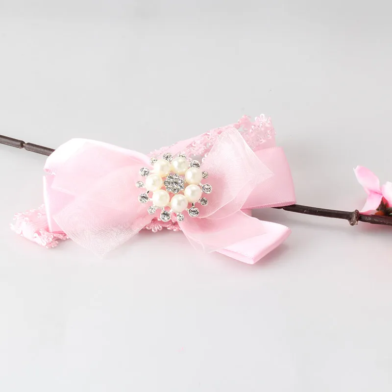 Детский ободок для волос из шифона с цветком и жемчужинами бантиком девочек|hair