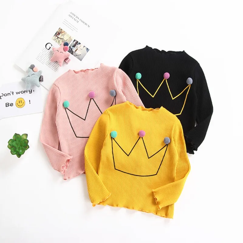 JOYINPARTY Girl Tops Baby Long Sleeve T-shirt Blouse Cotton Candy Color Kids Casual Tees for Girls Children | Детская одежда и