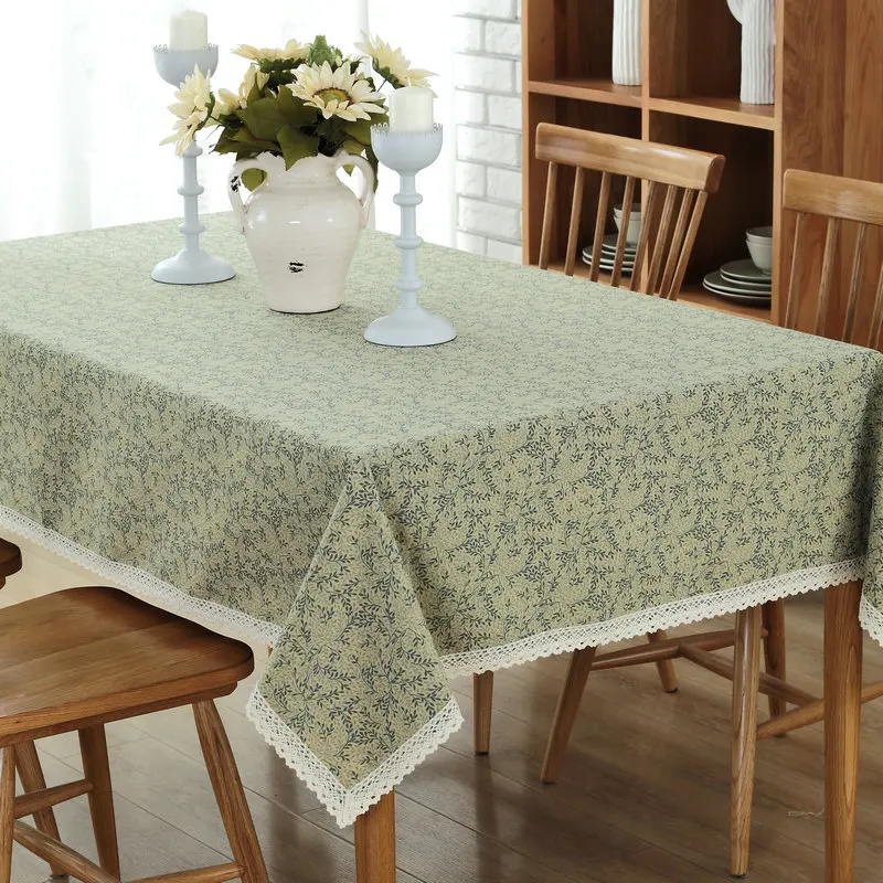 Ретро зеленый белый скатерти Home Decor скатерть Modern простой шипы с цветочным принтом