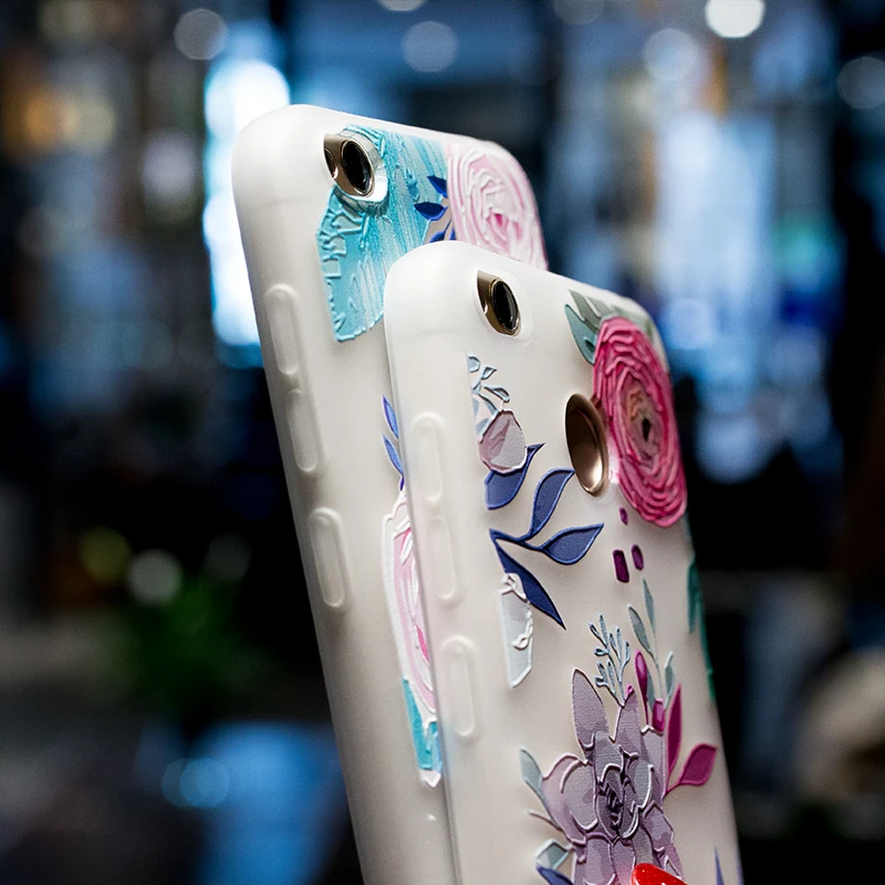 Phone Case For Xiaomi Redmi 4X 4A Note 5A 3D Relief 5X A1 TPU Silicone Flowers Cell Cases |