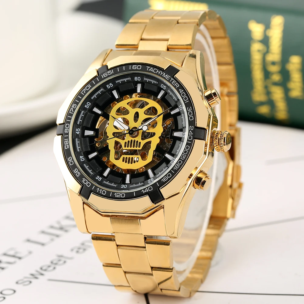 Часы мужские механические с автоподзаводом арабскими цифрами и стальным