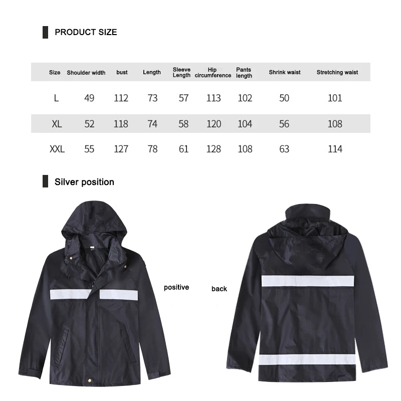 Reflective Raincoat Women/Men Suit Rain Coat Outdoor Hood Construction Security Motorcycle Fishing Camping | Безопасность и защита