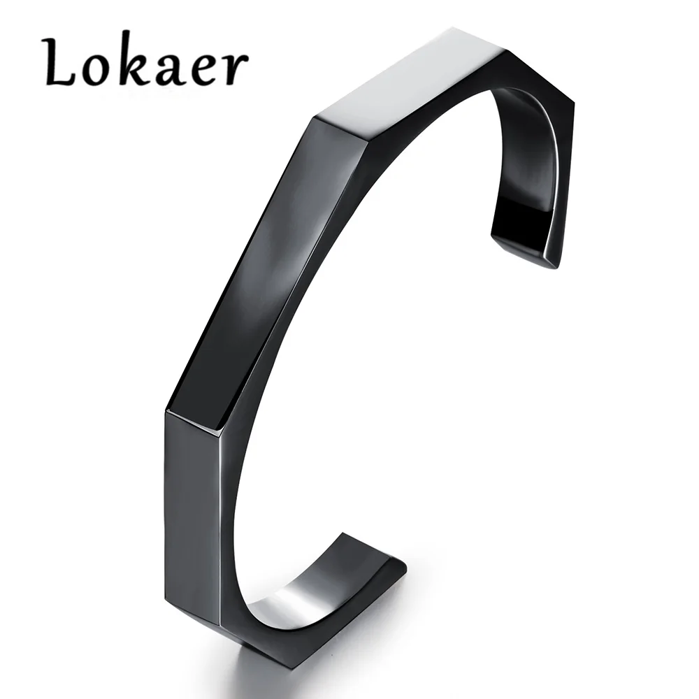 Lokaer минималистичные браслеты с манжетами для влюбленных, модные браслеты из нержавеющей стали розового золота, винтажные женские мужские ювелирные изделия, простой дизайн, браслет