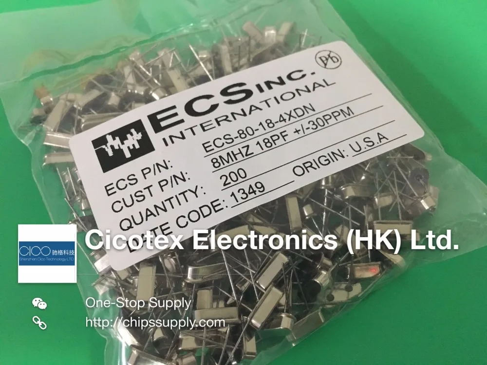 

50 шт./лот ECS-80-18-4XDN CRYSTAL 8,0000 MHZ 18PF T-H 8MHZ 18PF +-30PPM KV8.000M DIP2 HC49 49S