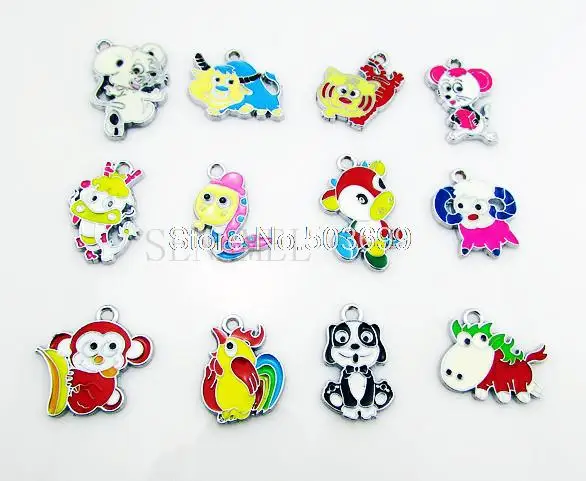 

YGYGI!! 20Pcs/Lots Enamel MIXED Animal charms pendants for key charm