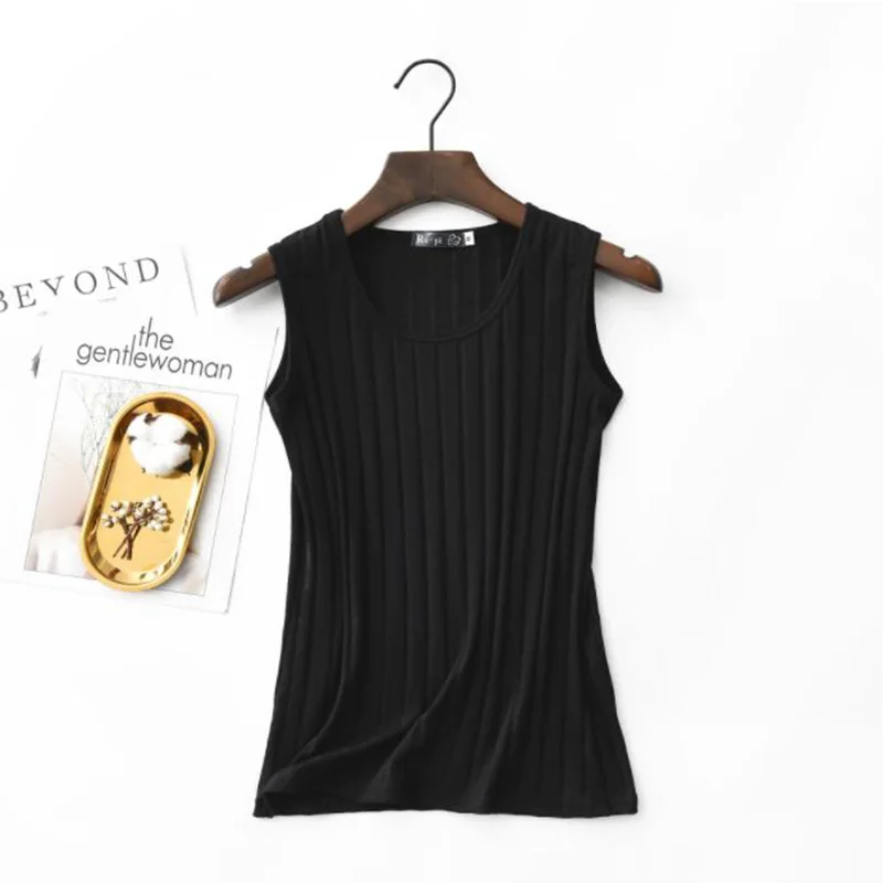 Aucfzid Summer Plus Size 3XL Tank Top Cotton Elastic T Shirt Female Sleeveless Basic Tops Slim Casual Tee A041 | Женская одежда
