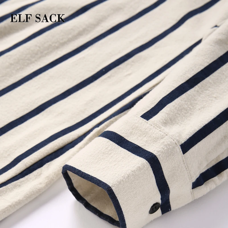 ELFSACK осенняя новинка женская рубашка повседневная хлопок длинный рукав блузка в