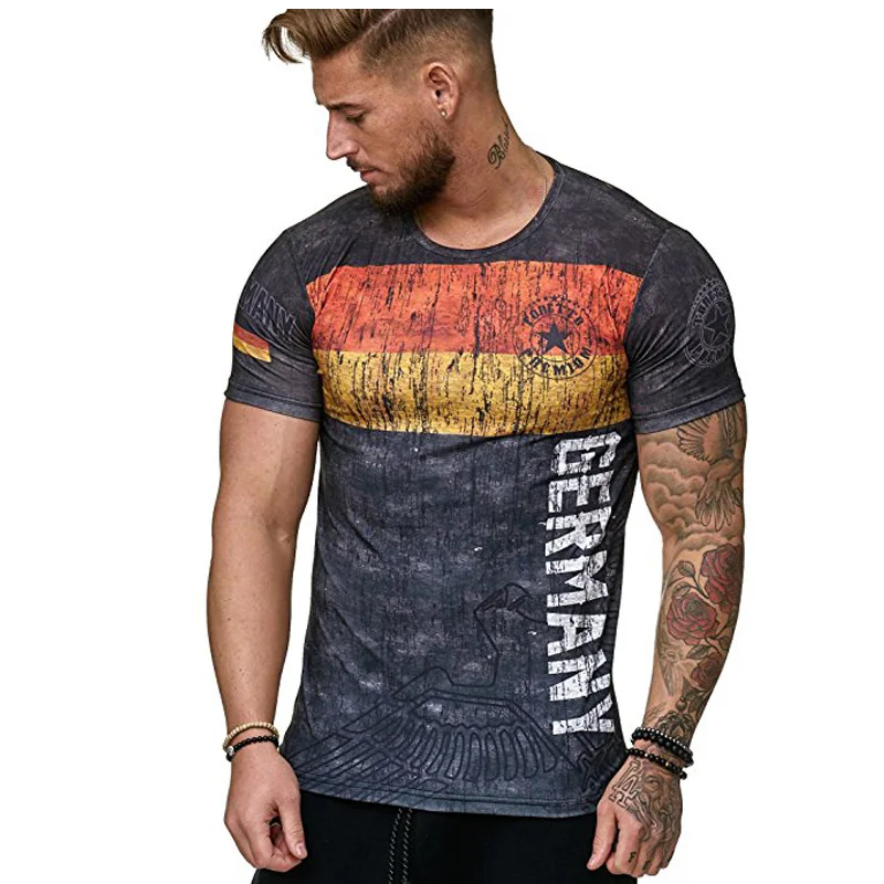 3D printed Russian T-shirt men summer short-sleeved German men shirt patriotic male cotton T shirt men Boutique clothing tee