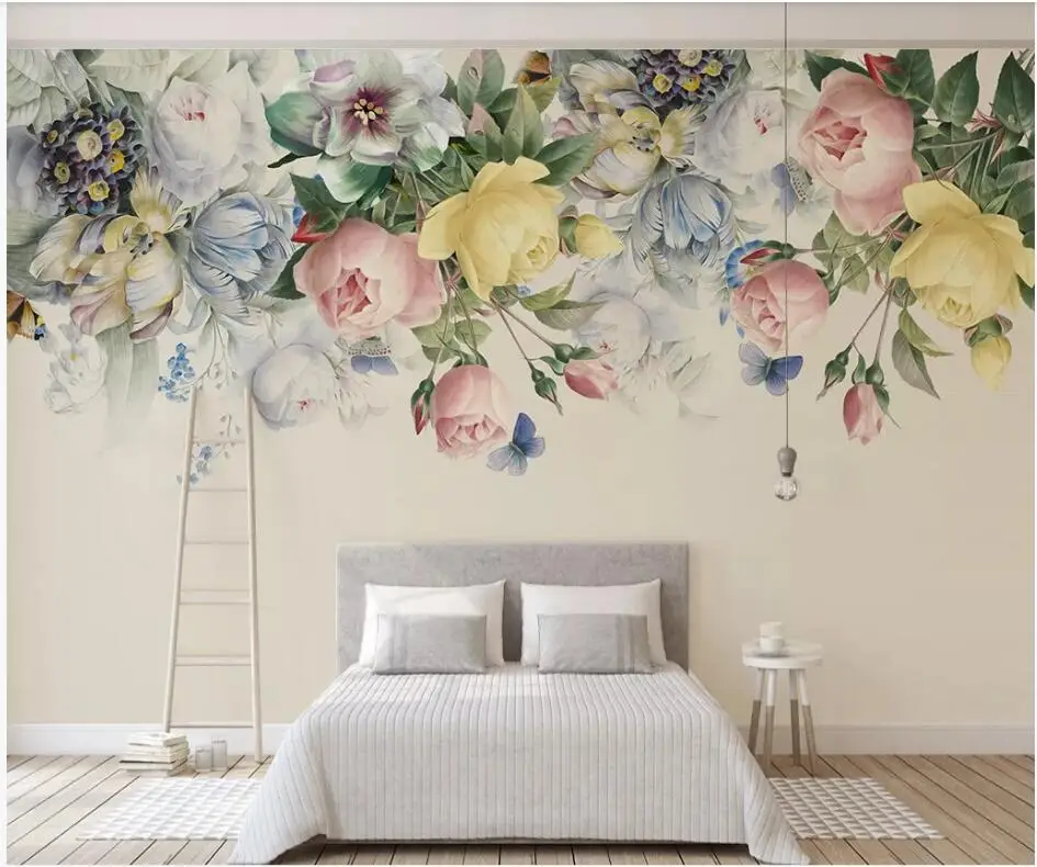 

WDBH Custom photo 3d wallpaper Hand drawn vintage rose TV background wall room home decor 3d wall murals wallpaper for walls 3 d