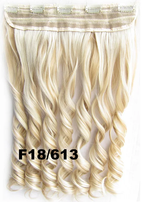 GS888 Color F18-613 Girlshow, 5 клипов, синтетические волосы для наращивания, волнистые, женский парик, волосы шиньон-хвост, 87 цветов, 130 г, 60 см, 1 шт - Цвет: GS888 Color F18-613