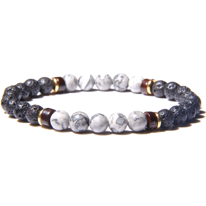 Мужской браслет 6 мм бусины из натурального камня для мужчин и женщин аксессуар