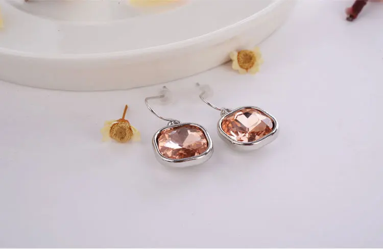 Женские серебряные блестящий цвет Brincos de festa элегантные квадратные серьги со