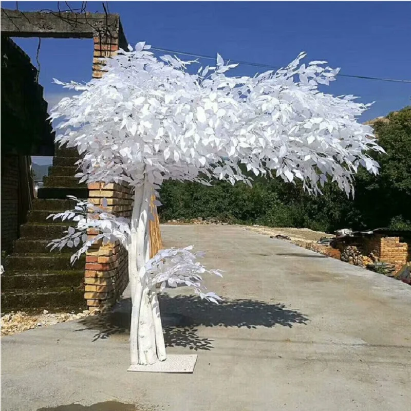 

Artificial Banyan Tree white colour wishing tree dress up window dressing Wedding photography props False ginkgo tree