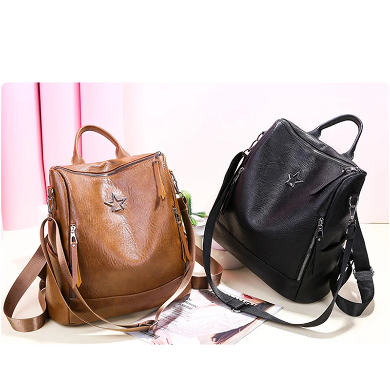 2019 высококачественный кожаный рюкзак для женщин черный Модный корейский
