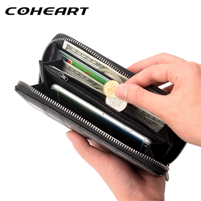 Coheart Крокодил шаблон бумажник мужчины многофункциональный большой емкости