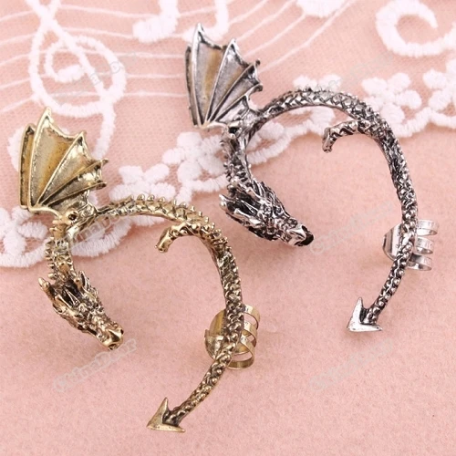 tradeline Lovely! Punk Rock Vintage Gothic Temptation Metal Wrap Fly Dragon Ear Cuff Clip Earrings Handmade! | Электроника