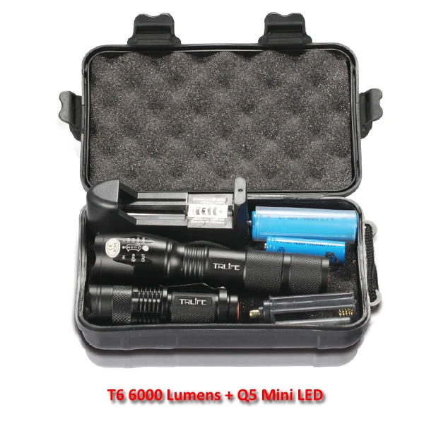 Светодиодный фонарь L2/T6 Zoomable тактический фонарь Аккумуляторная Мини-лампа Penlight 18650 батарея 2 шт