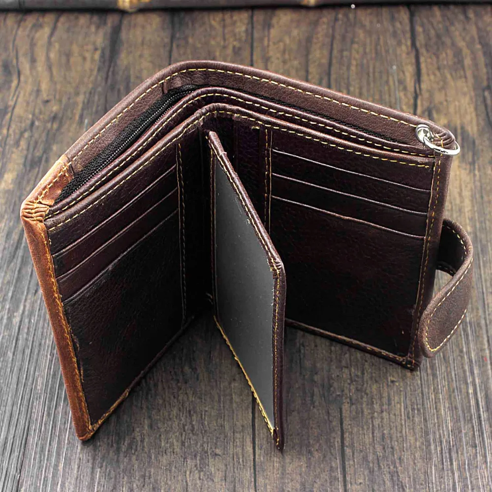 Мужской винтажный кожаный кошелек Dragon байкерский с отделением для карт и