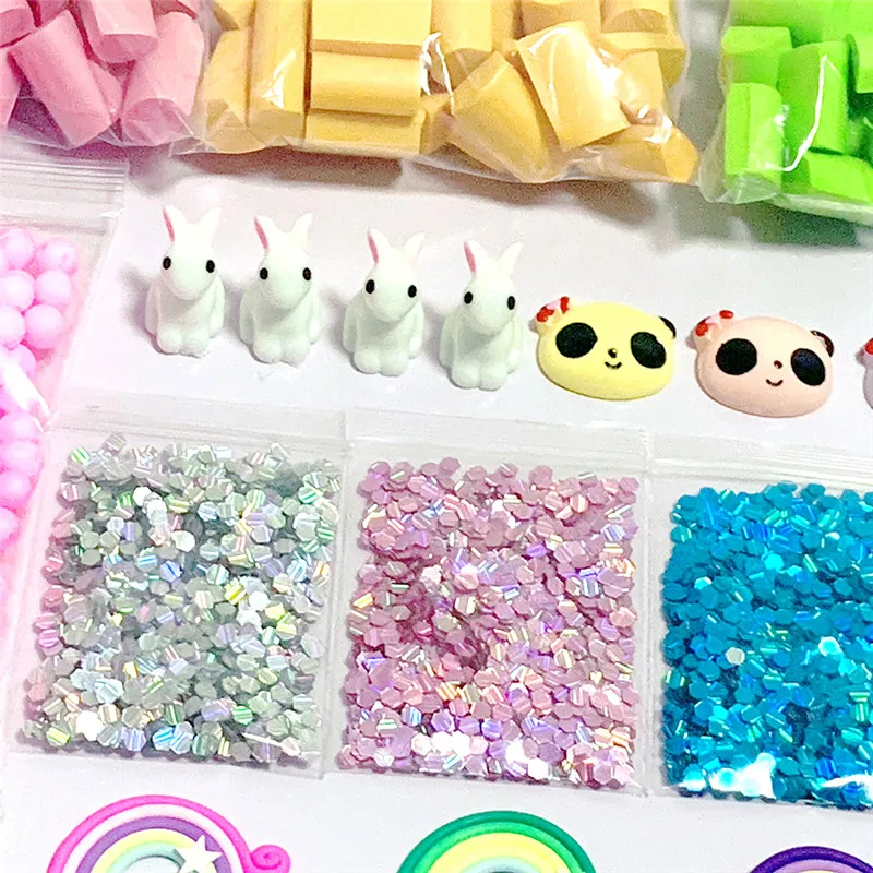 32 Упак. Набор для изготовления слизи цветные поролоновые шарики гранулы плоские