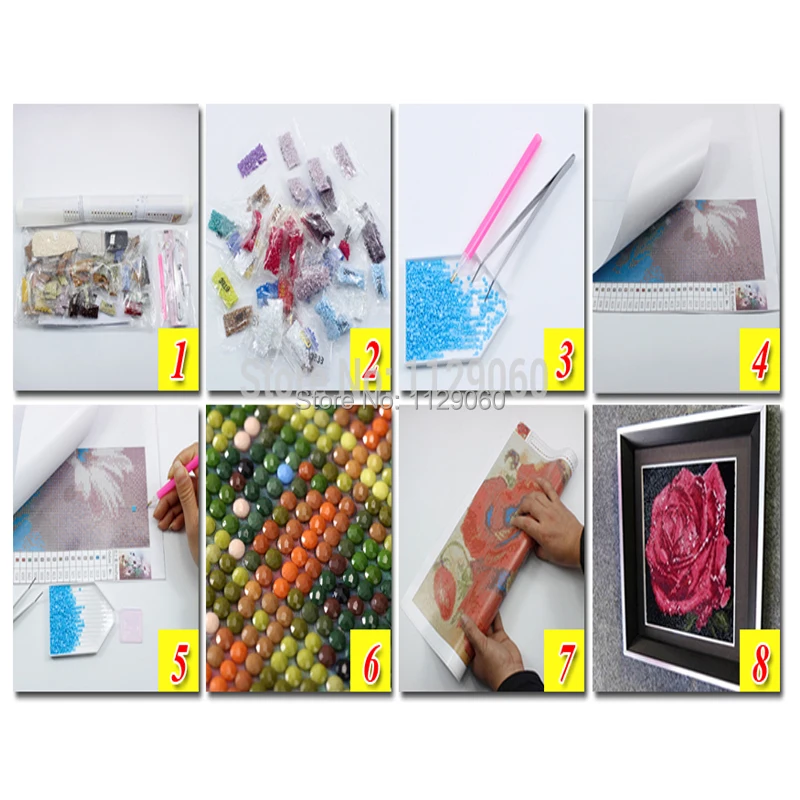 MOONCRESIN 5D Diy Алмазная вышивка крестиком на рисунке с красной розой и желтом цветах