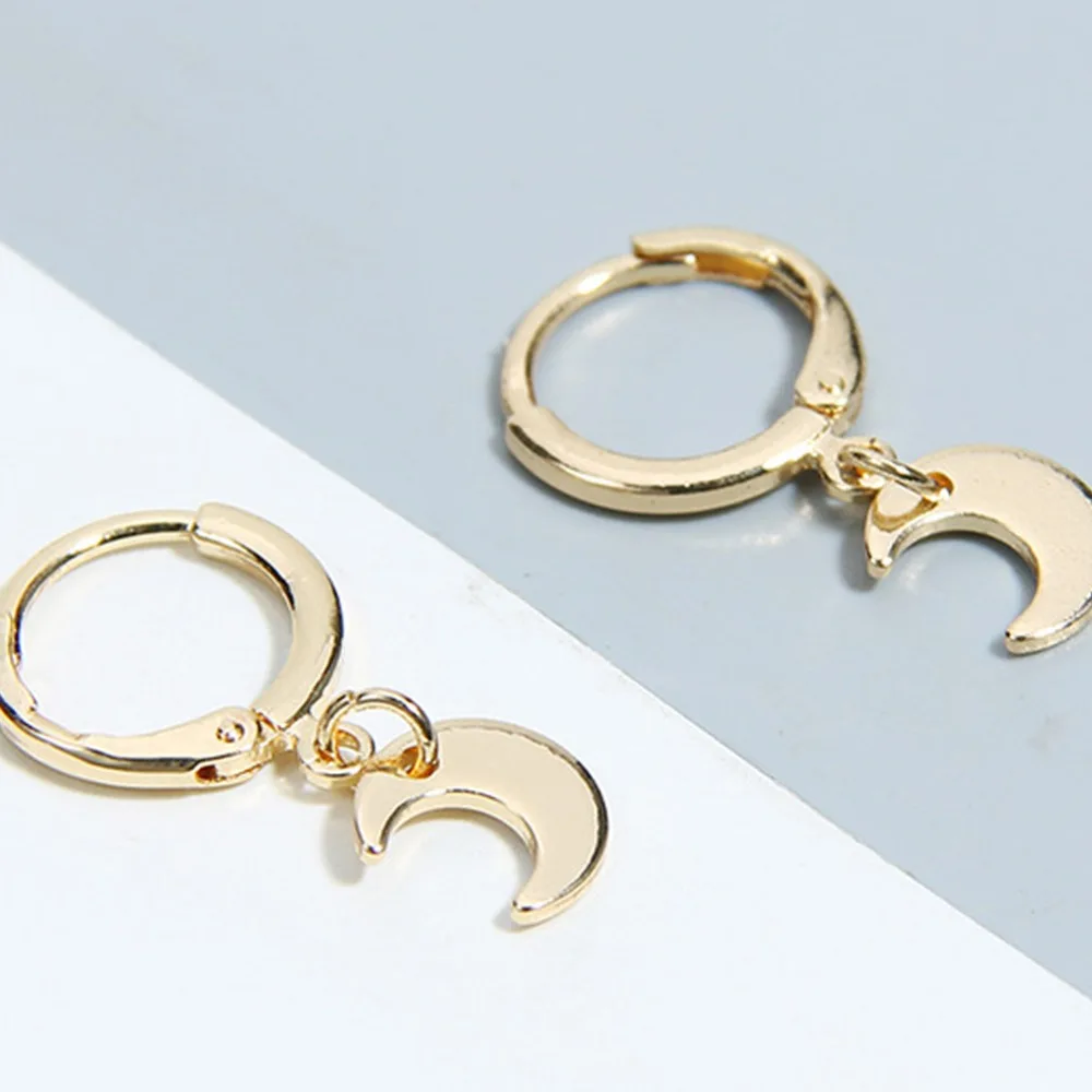 Модные серьги с подвеской в виде Луны сережки серебряными золотыми ушками