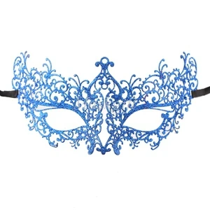 blue glitter Удивительные маски венецианских маскарадов качества венецианские черные винтажные серебряные блестящие металлический лазерный разрез Вечерние Маски драгоценные камни - Цвет: blue glitter