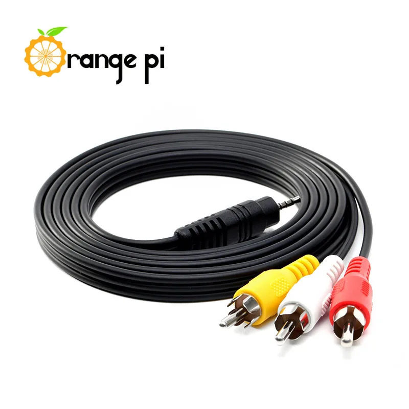 Оранжевый Pi 70 см/2 фута 3,5 мм разъем для 3 RCA штекер адаптер аудио конвертер видео av-кабель
