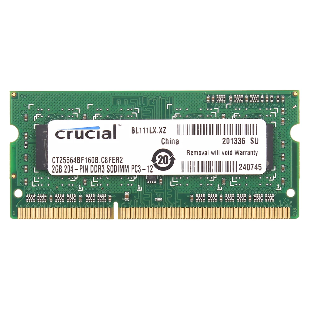 Crucial 2G 1600S 2x2 Гб (4 Гб) ОЗУ PC3 12800 204 Pin SoDimm|Оперативная память| |