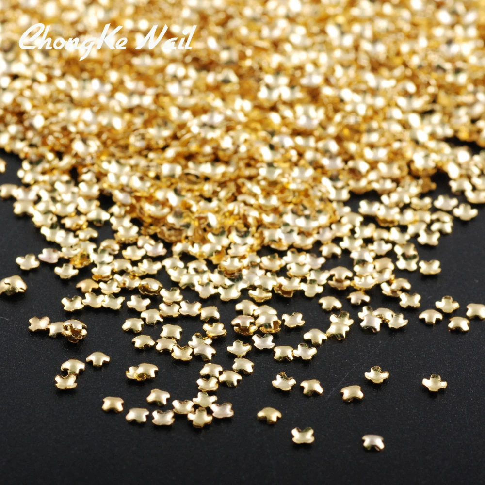

500PCS New Golden Plating Clover Geometry Styles Metal Rivet Nail Art Deco 3D Nail Accessories DIY Nail Tools For Manicure