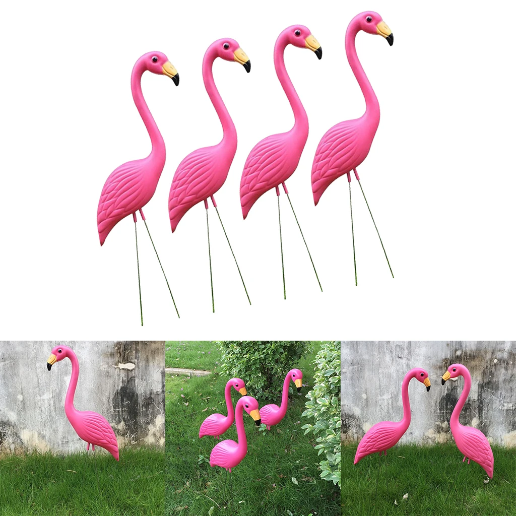 

4pcs Pink Flamingo Statue Figurine Home Yard Garden Lawn Balcony Decor Lifelike Animal Ornaments Grassland Party Supplies