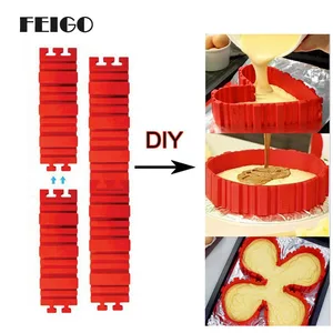 FEIGO 4 шт.компл. DIY Головоломки силиконовая форма хлеб торт сковорода формы для торта Волшебные формы для торта Многофункциональный силиконовый инструмент для выпечки F823