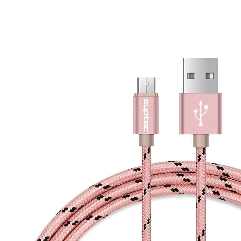 SUPTEC Micro USB кабель для быстрой зарядки для samsung S7 S6 S5 J5 J7 Xiaomi huawei zte Android телефонов синхронизации данных шнур зарядного устройства - Цвет: Rose gold