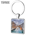 TAFREE Венецианский пейзаж, квадратный брелок для ключей, туристические сувениры, посеребренные брелки, модный автомобильный брелок, подвеска, романтичная бижутерия FA216