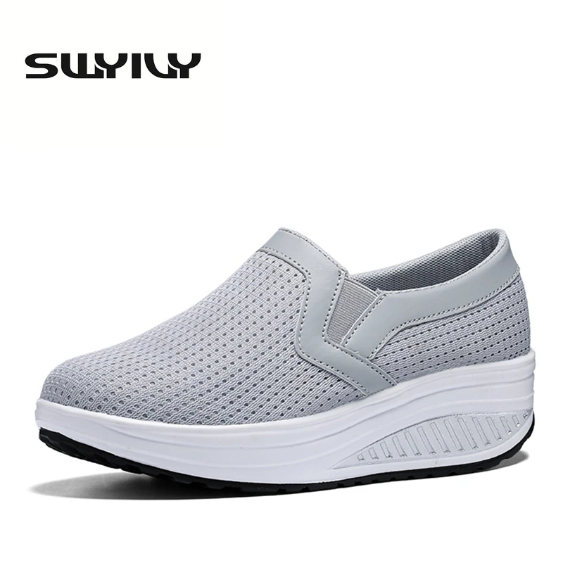Дышащие 5 см Подушки Спортивная обувь для Для женщин colid Цвет Slip-On сезон: весна–лето потери Вес Тонизирующая обувь Eur35-42 плюс Размеры